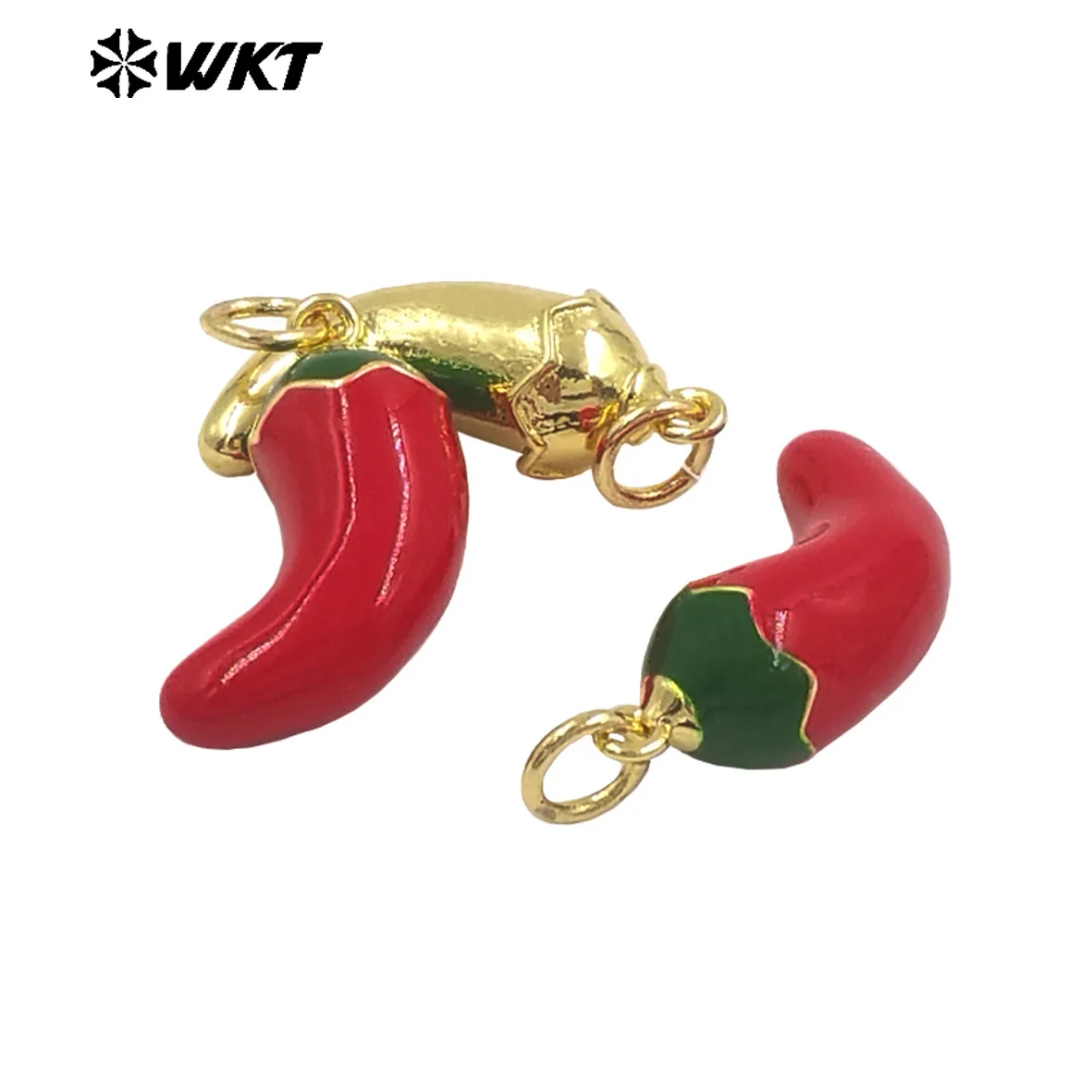 

WT-JFE157 Lovely French-style Yellow Brass With Drop Oil 18K Real Gold Plated Pendant Pepper Shape For Women Anniversary Gifts