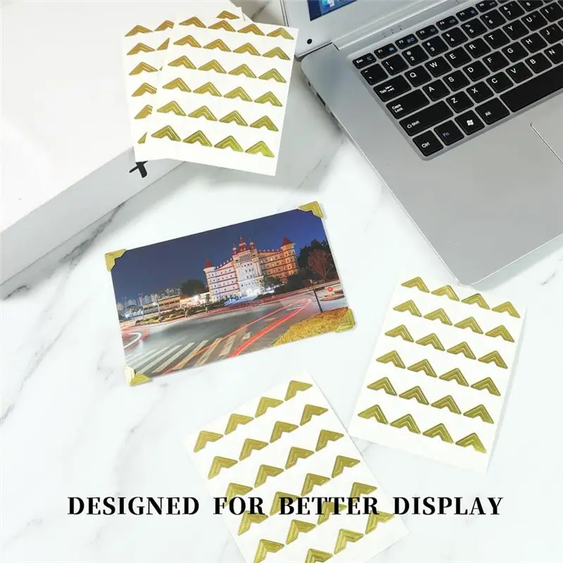 240 Pieces Photo Corners For Scrapbooking, Gold Photo Corner Stickers, Self-Adhesive Photo Mounting Corners Highly Recommended