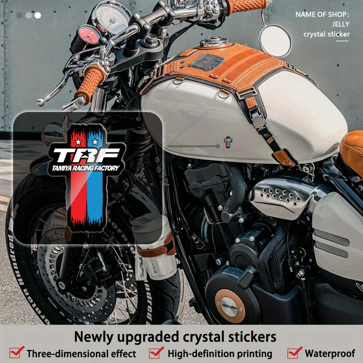 

4PCS/SET TRF Tamiya Racing Factory Crystal Sticker Red Blue Newly Upgraded Effect Waterproof Vinyl Decals for Car Motorcycle
