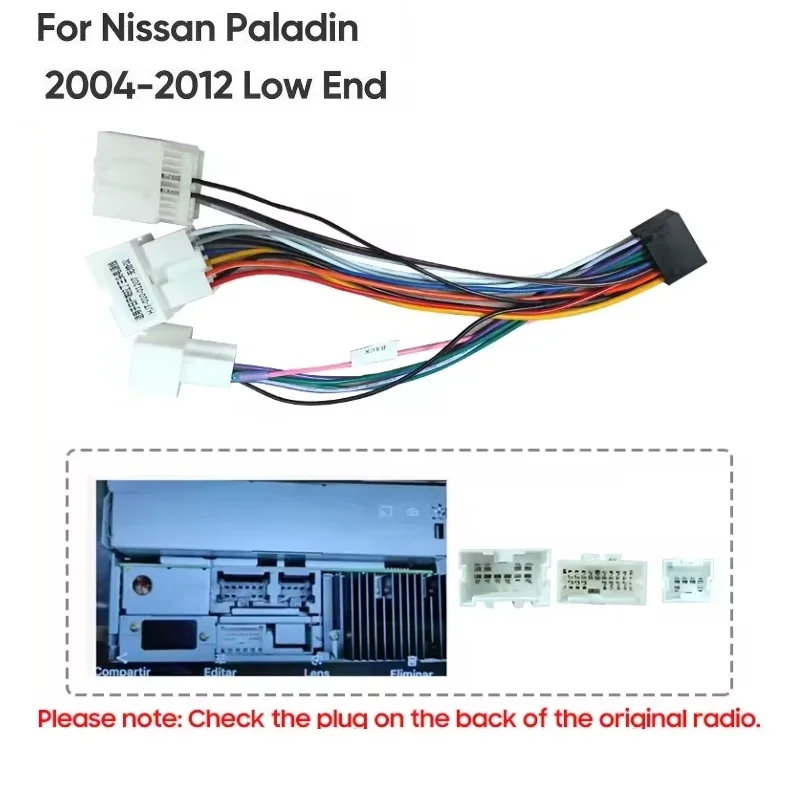 For Nissan Car Android Radio Head Unit Cable Low End 16 Pin Plug Wiring Harness For Nissan Paladin X-Trail(04-07)/Teana(04-08)