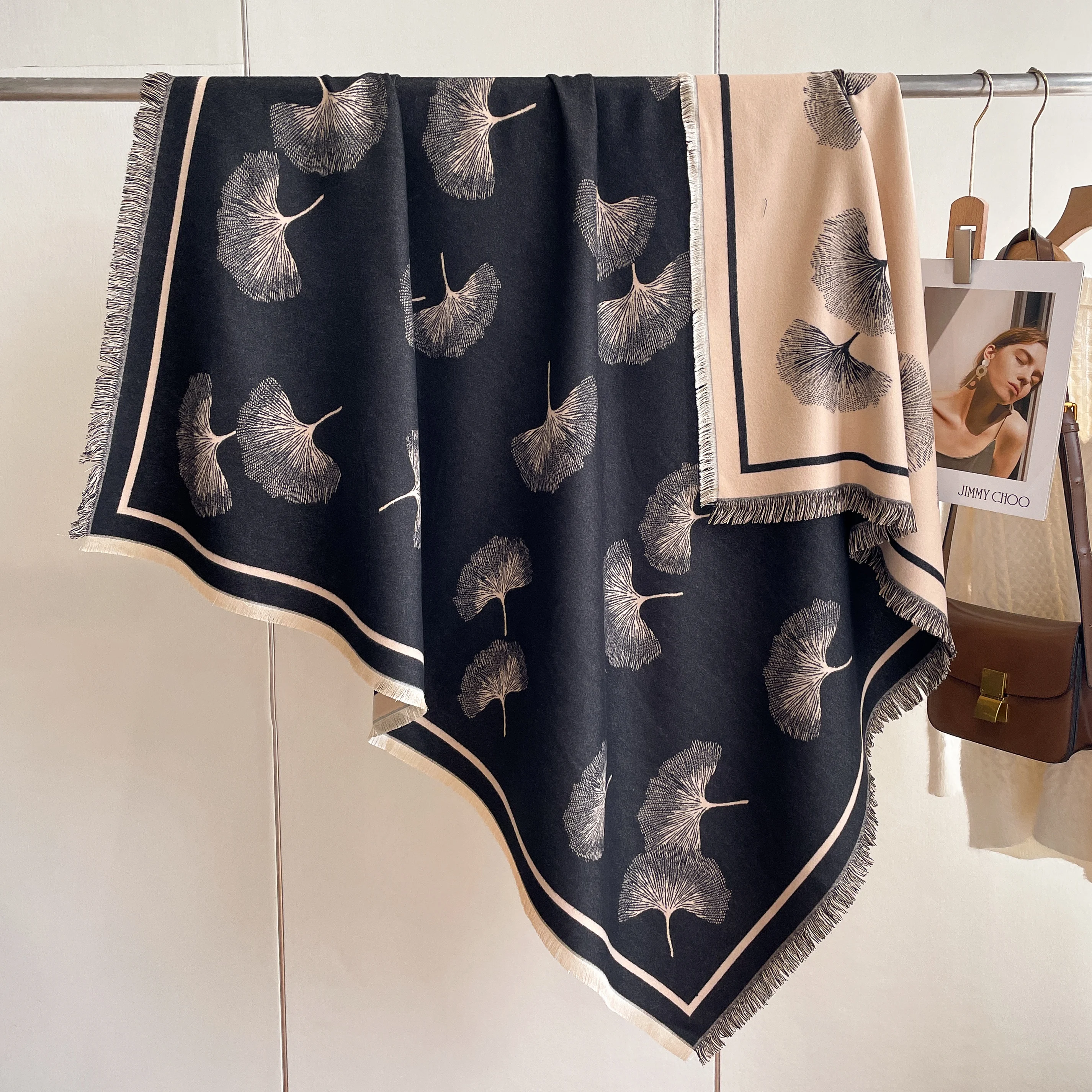 Neue Warme Winter Schal Kaschmir Frauen Pashmina Design Druck Schals Wrap Weibliche Dicke Decke Weiche Bufanda Stolen Mode Kopftuch – Detail 9