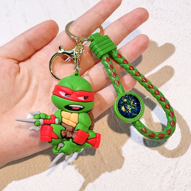 Anime Ninja Turtle Figure Keychain Teenage Mutant Ninja Turtles Raphael Donatello Doll Keyring Car Key Bag Ornament Gift