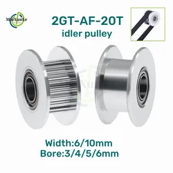 GT2 2GT Timing Pulley idler pulley Silver 20 Teeth AF Type Bore 3/4/5/6mm For width 6 /10mm Belt 3D Printer Parts