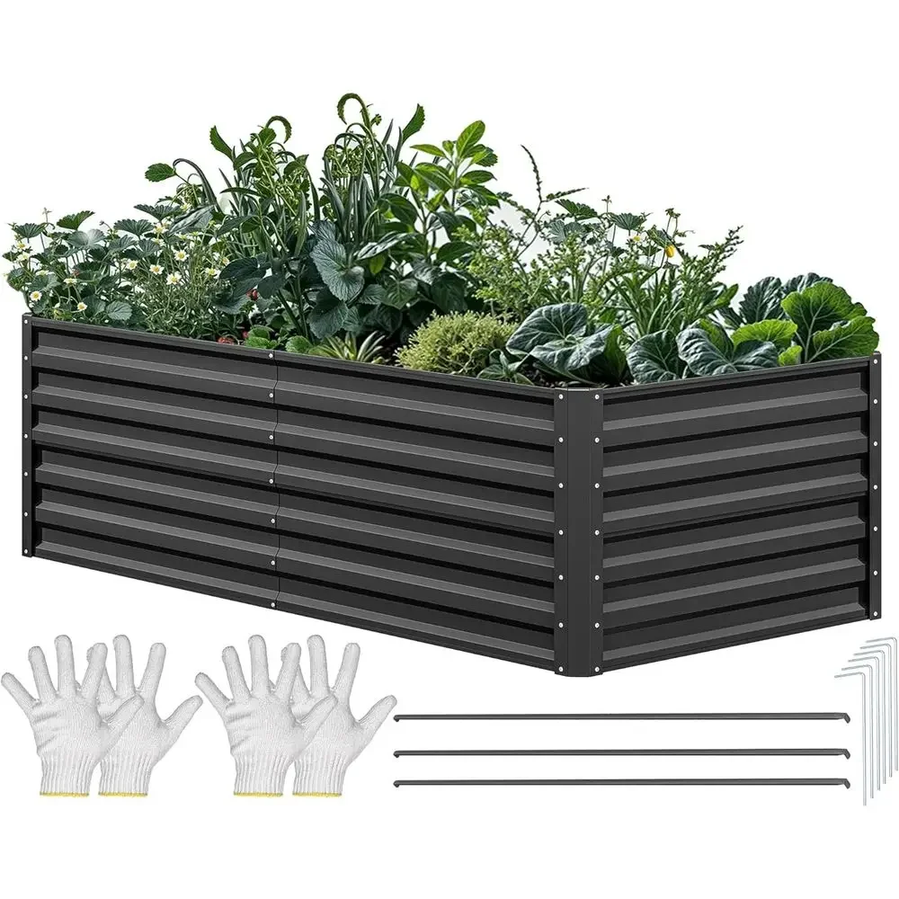 6x3x2ft Large Outdoor Metal Garden Bed Kit, Patio Planter for Vegetables and Flowers, Green