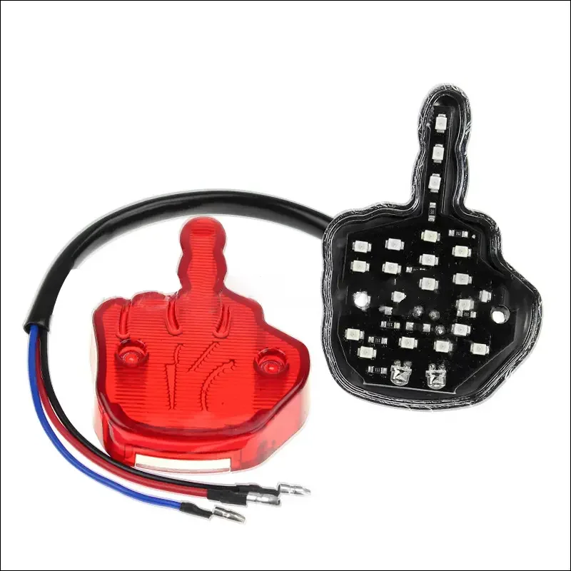 

LED Brake Tail Light, Middle Finger Shape Driving License Plate Light For Harley Motorcycle