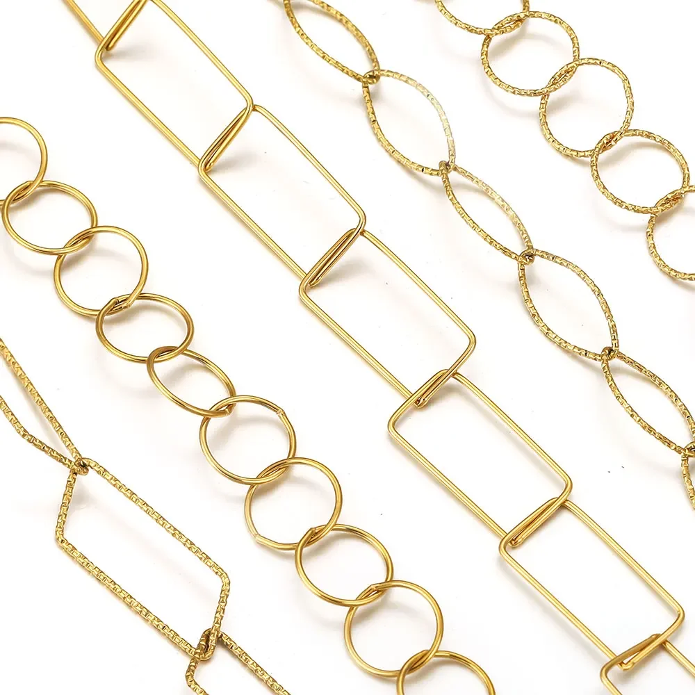 1m Stainless Steel DIY Chains Accessories Gold-plated Suitable for Making Necklaces Bracelets Jewelry Making Materials Wholesale