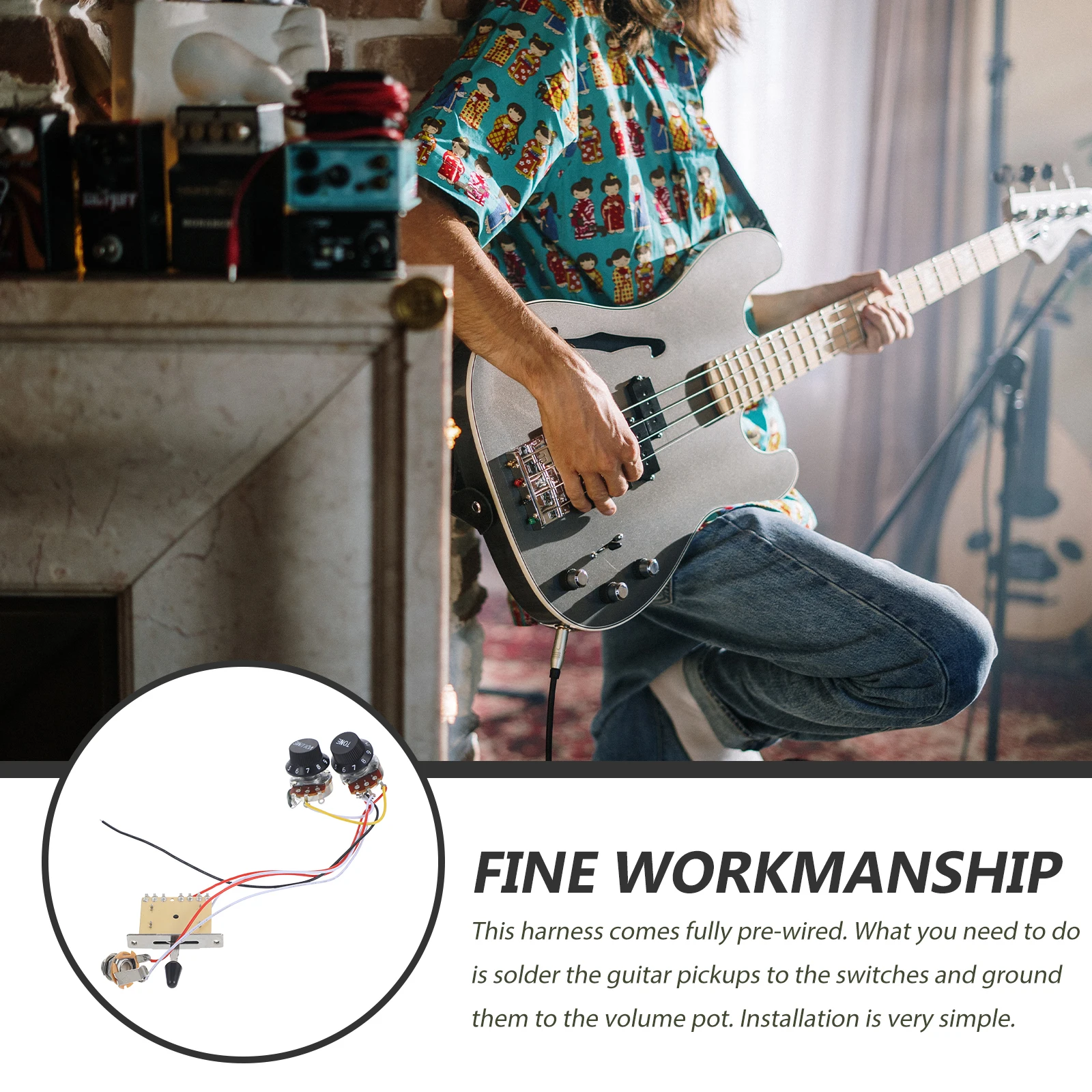 

1Set Guitar Potentiometer Harness Durable Metal Plastic Electronic Components Easy Install Low Noise Function Harness