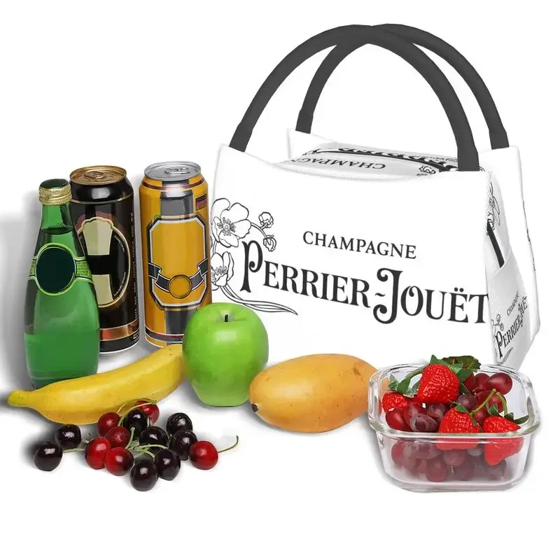 Perrier Champagne Jouets Logo Insulated Lunch Tote Bag for Women Resuable Cooler Thermal Bento Box Work Travel