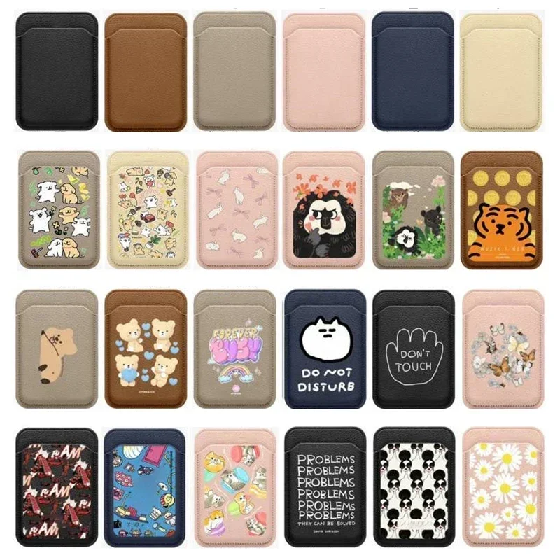 

Cartoon Leather Card Holder Magnetic Card Case for IPhone Samsung Galaxy