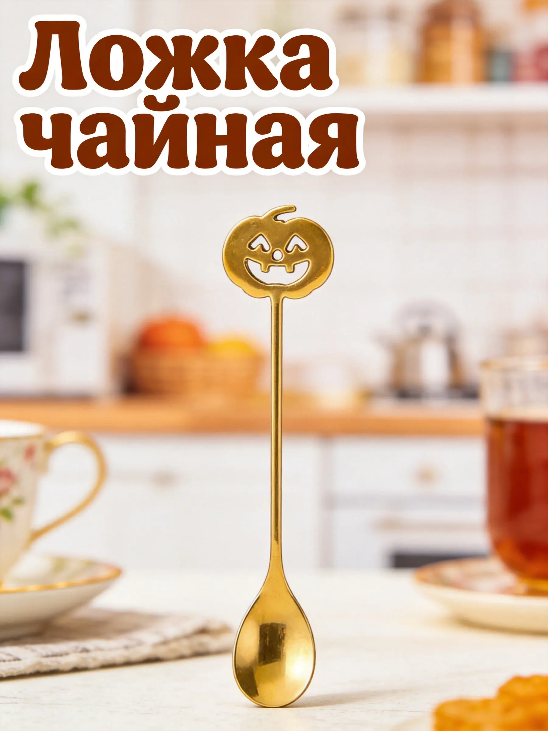 Pumpkin Head Stainless Steel Coffee Spoon Polished Robust Cocktail Stirrer Mixing Spoon Multi-Function Bar Supply Household Use