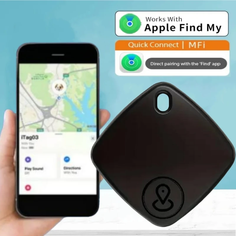 

Smart Bluetooth GPS Tracker Works with Find My APP Anti Lost Reminder Device Wireless MFI Rated Locator Car Key Pet Kids Finder