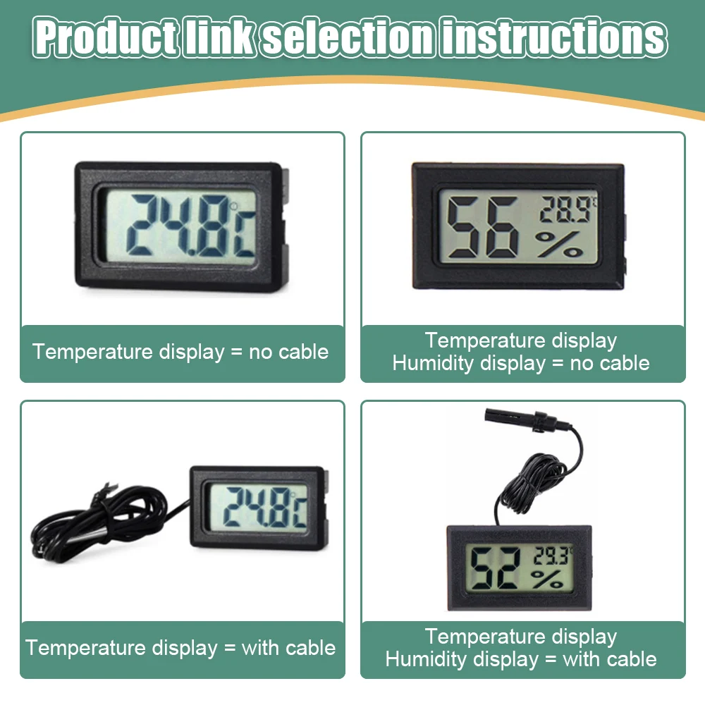 Mini termómetro Digital LCD para interiores, medidor de higrómetro con sonda impermeable, Sensor de humedad para instrumentos de acuario