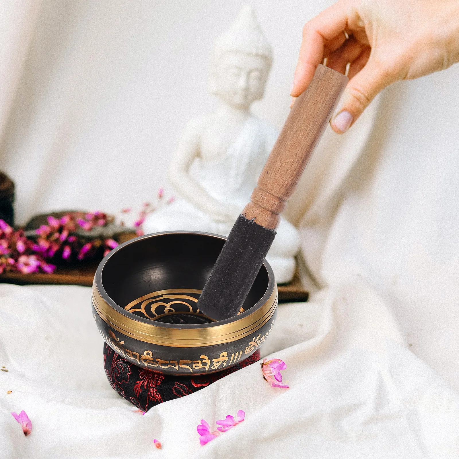 

3 Pieces Singing Bowl Set Buddha Sound Meditation Tool Portable Yoga Bowl H made Lightweight Travel Relaxation