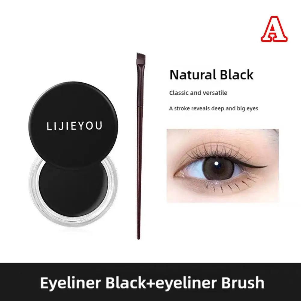 Black/brown Eyeliner Glue With Brush Waterproof Quick-drying Gel Long-lasting Coloring Non-stain Eyebrow Cream Eyeliner P2U6