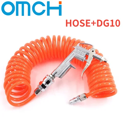 Imagen 2 del producto Pistola de limpieza de alta presión, tubo tipo C/UE, manguera retráctil de 8x5mm, compresor de Pu, manguera de aire, colector de polvo de aire, tubo de resorte de soplado