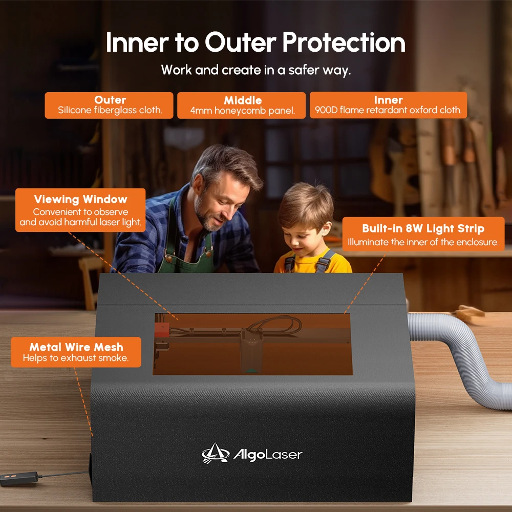 Imagem -03 - Algolaser-laser Engrave Enclosure Proteção para os Olhos Vent Capa Protetora para Máquina de Gravura Cnc Tenda de Corte a Laser