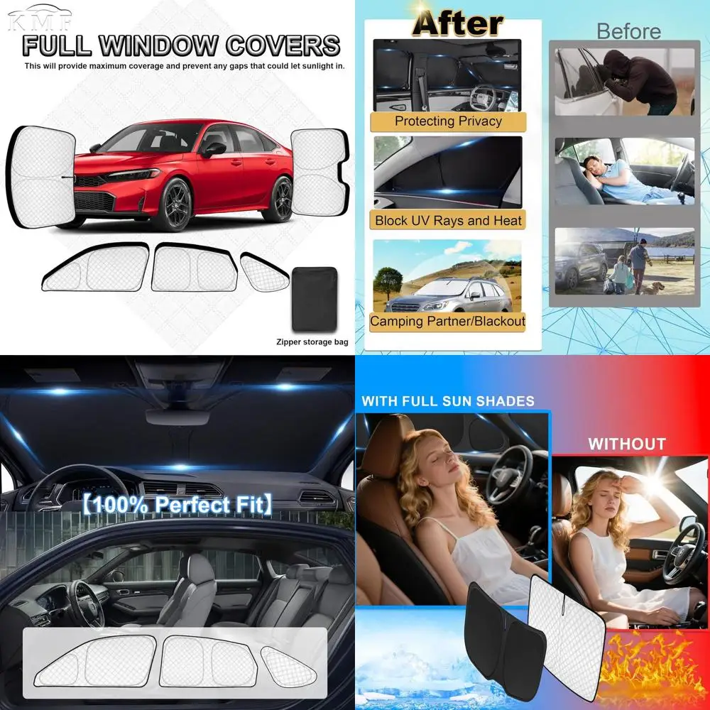 

8-Piece Enhanced Sun Protection Set for 2022-2025 Civic Sedan, Full Coverage Window Tints, UV Protection & Privacy for Outdoor U