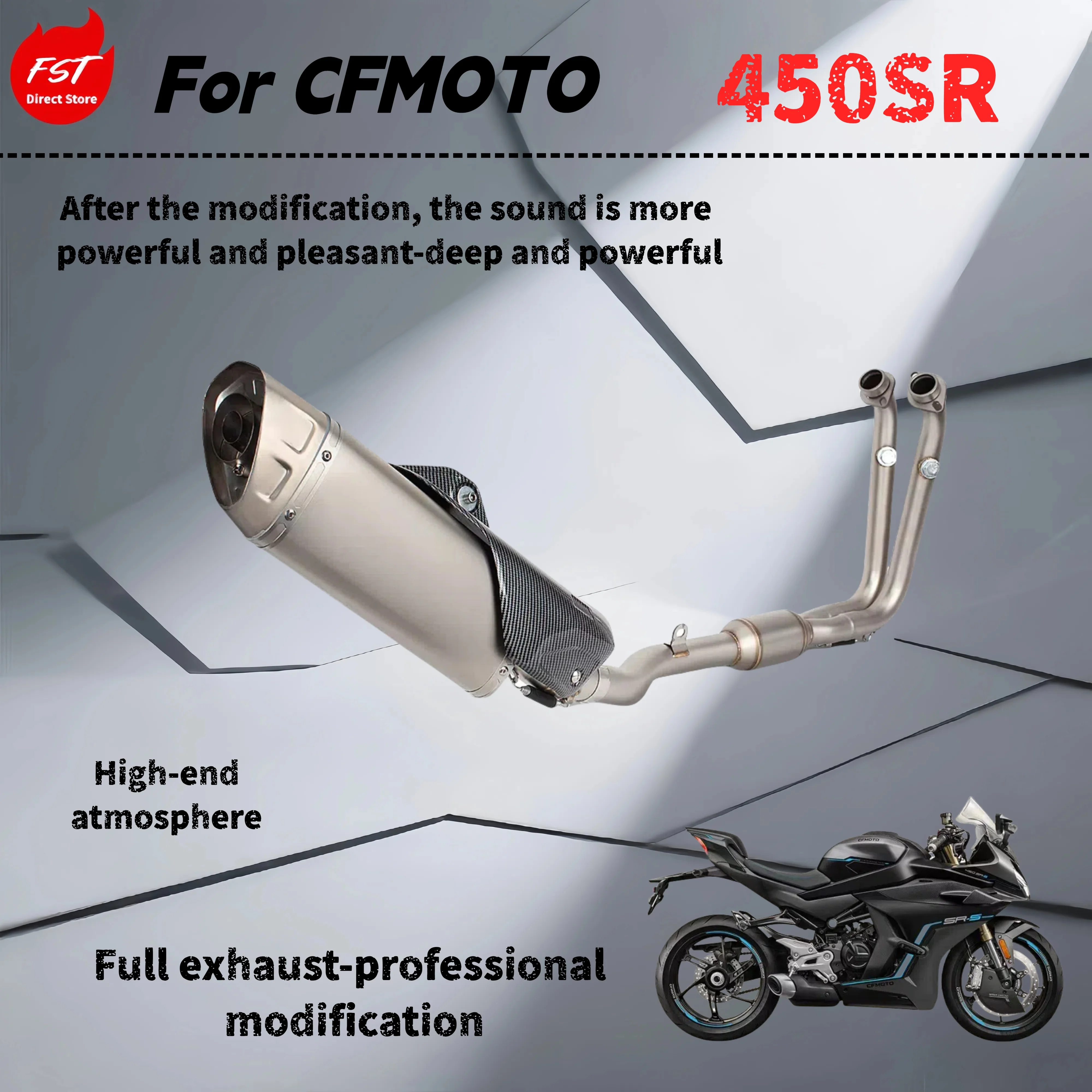 

For CFMOTO 450SR - Modified front exhaust pipe - deep, rich and powerful sound