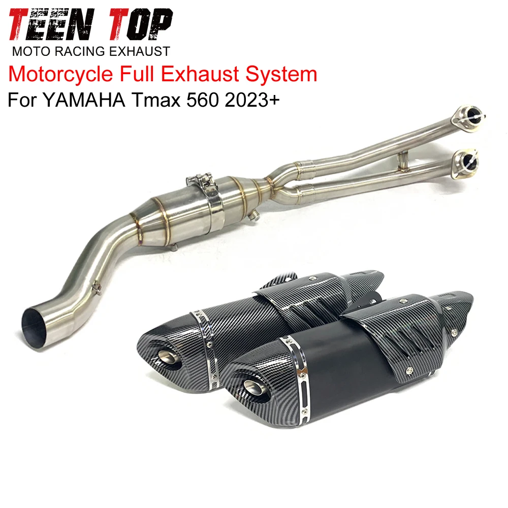 For YAMAHA TMAX 560 Exhaust System Silencieux 51mm Motorcycle Stainless Steel Front Link Pipe T-max Exhaust Muffler Escape