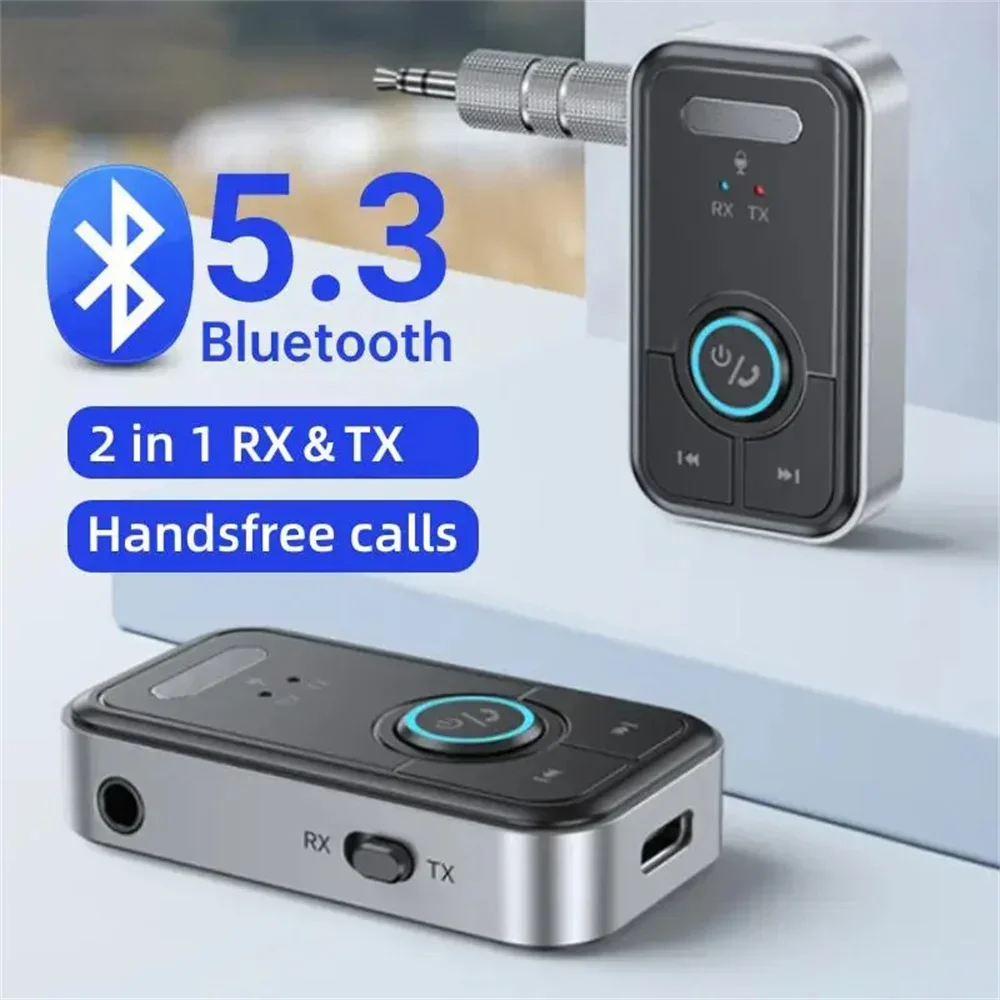 Bluetooth 5.3 Receiver Transmitter 2 in1 Wireless Audio Adapter 3.5mm AUX Adapter For Car Music Headphone Speaker Handsfree