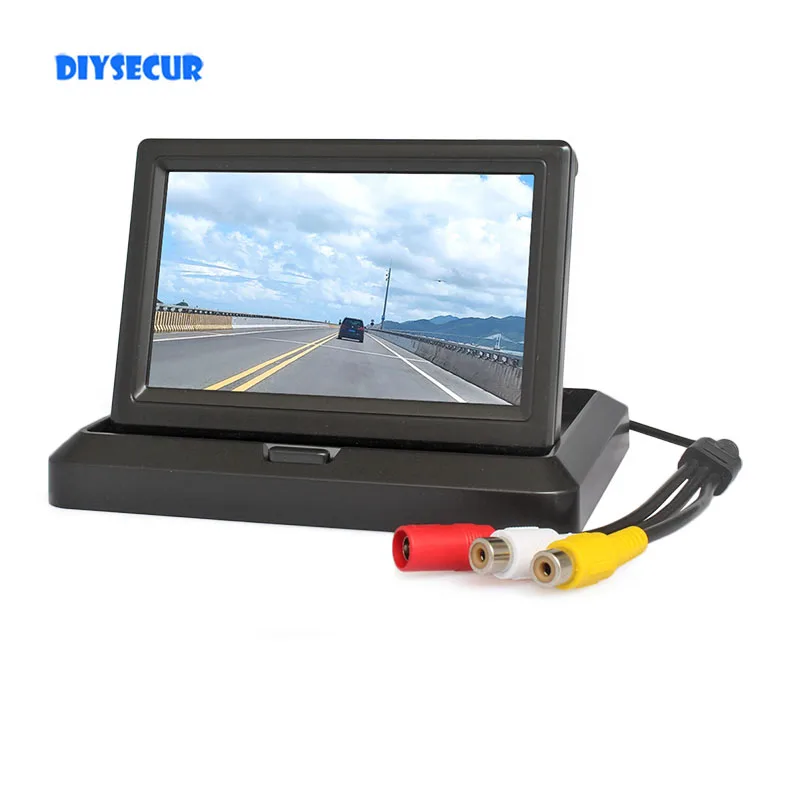 DIYSECUR 800 x 480 5 inch Foldable TFT LCD Monitor Car Reverse Monitor Rear View Car Monitor for Camera DVD VCR