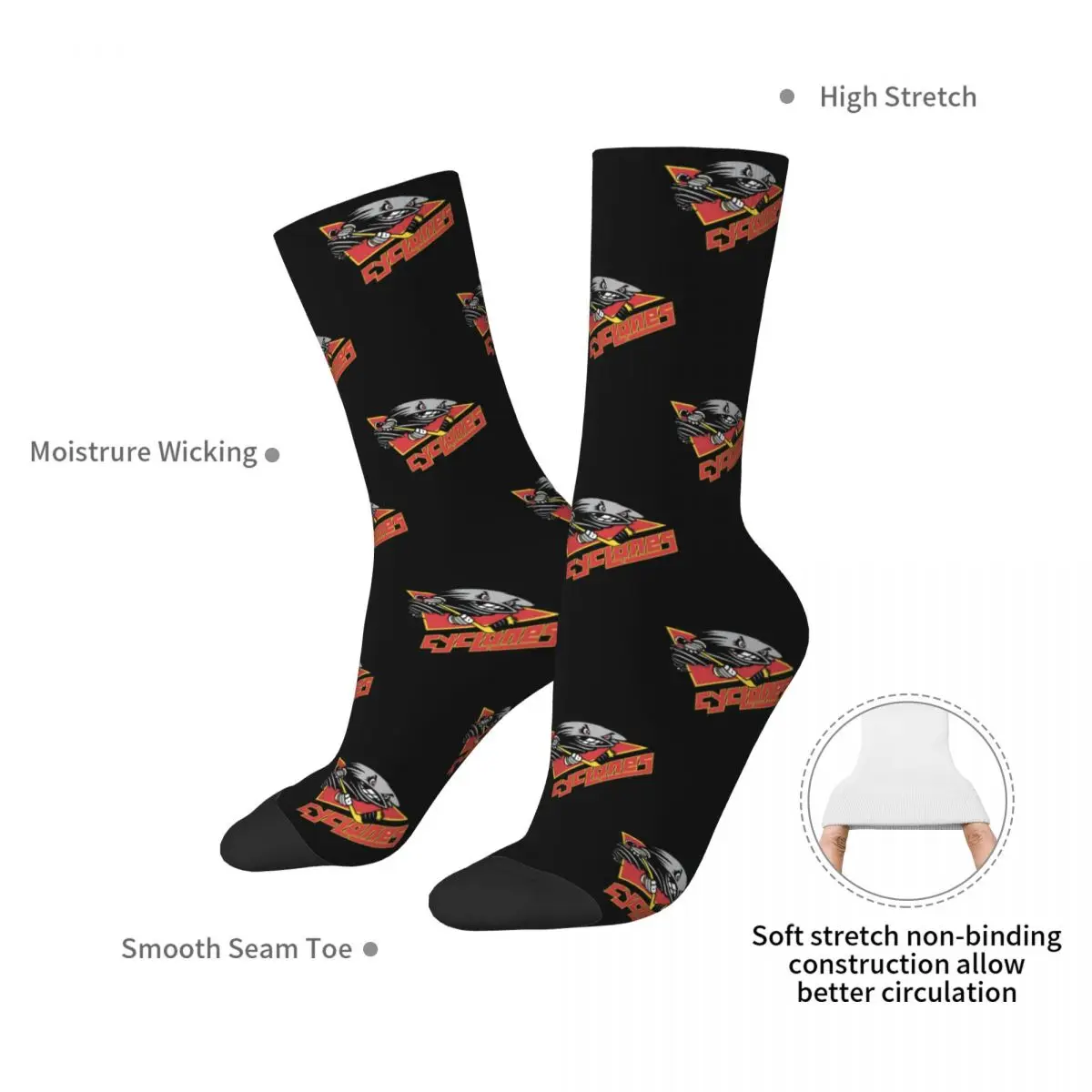 Aufgelöste Hockey mannschaft Cincinnati Zyklone Vintage Retro Socken Harajuku hochwertige Strümpfe die ganze Saison lang Socken Zubehör