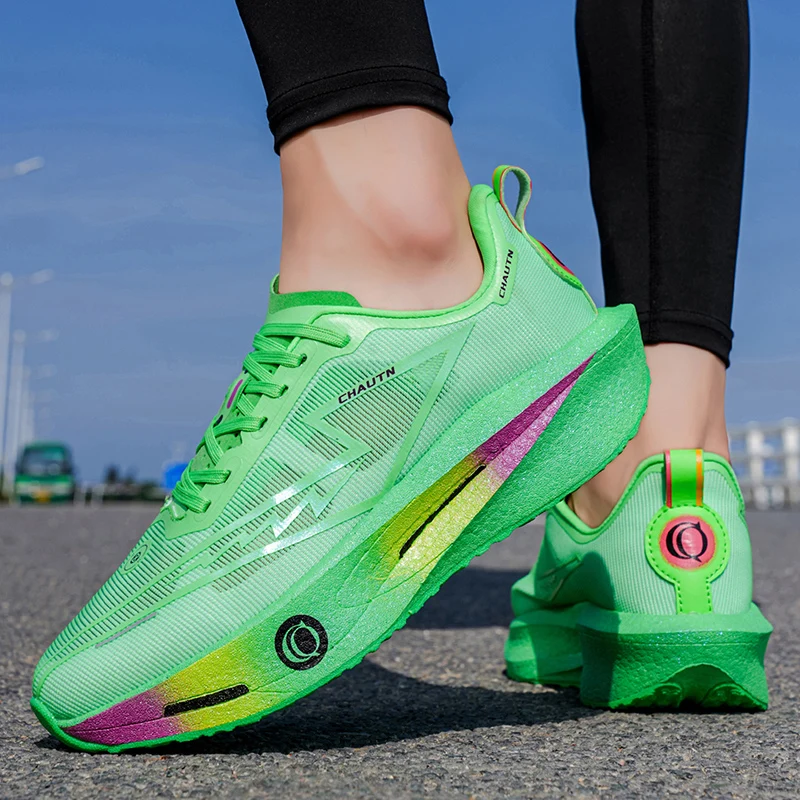Unisex Couple Running Shoes Breathable Mesh Shock Absorption Thick Sole Sports Sneakers for Men Women