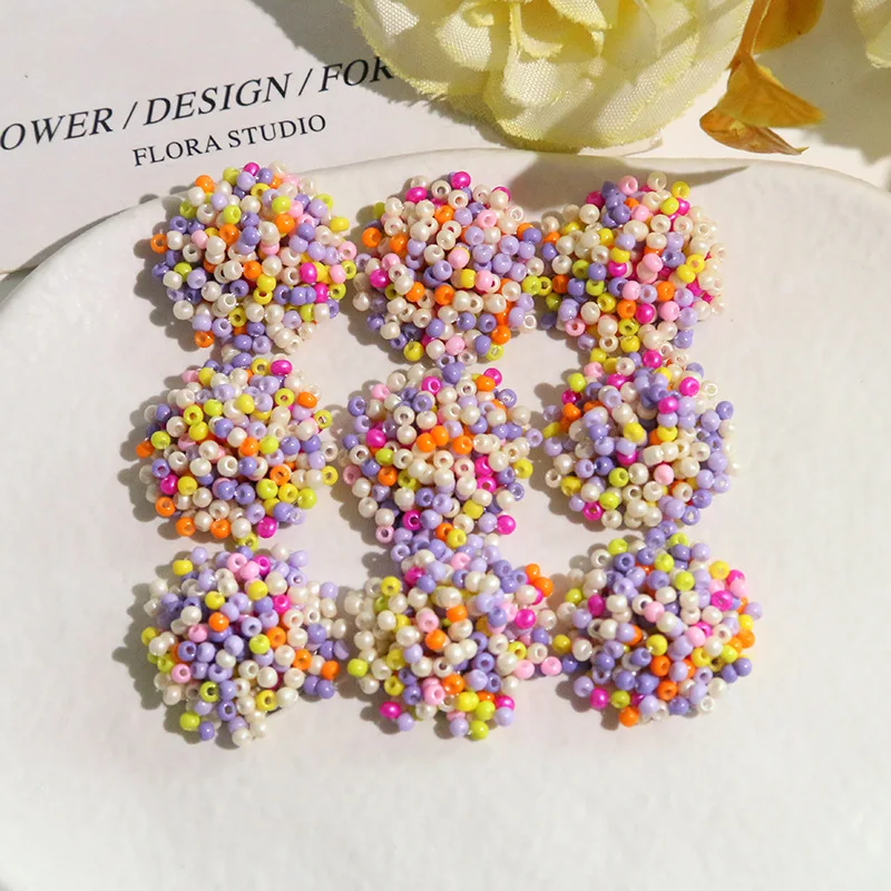 Shoe Charms 1Pc Dopamine Colorful Flower Seed Bead Cute DIY Fashion for Clogs Jelly Shoes Korean Style Princess Shoe Decorations