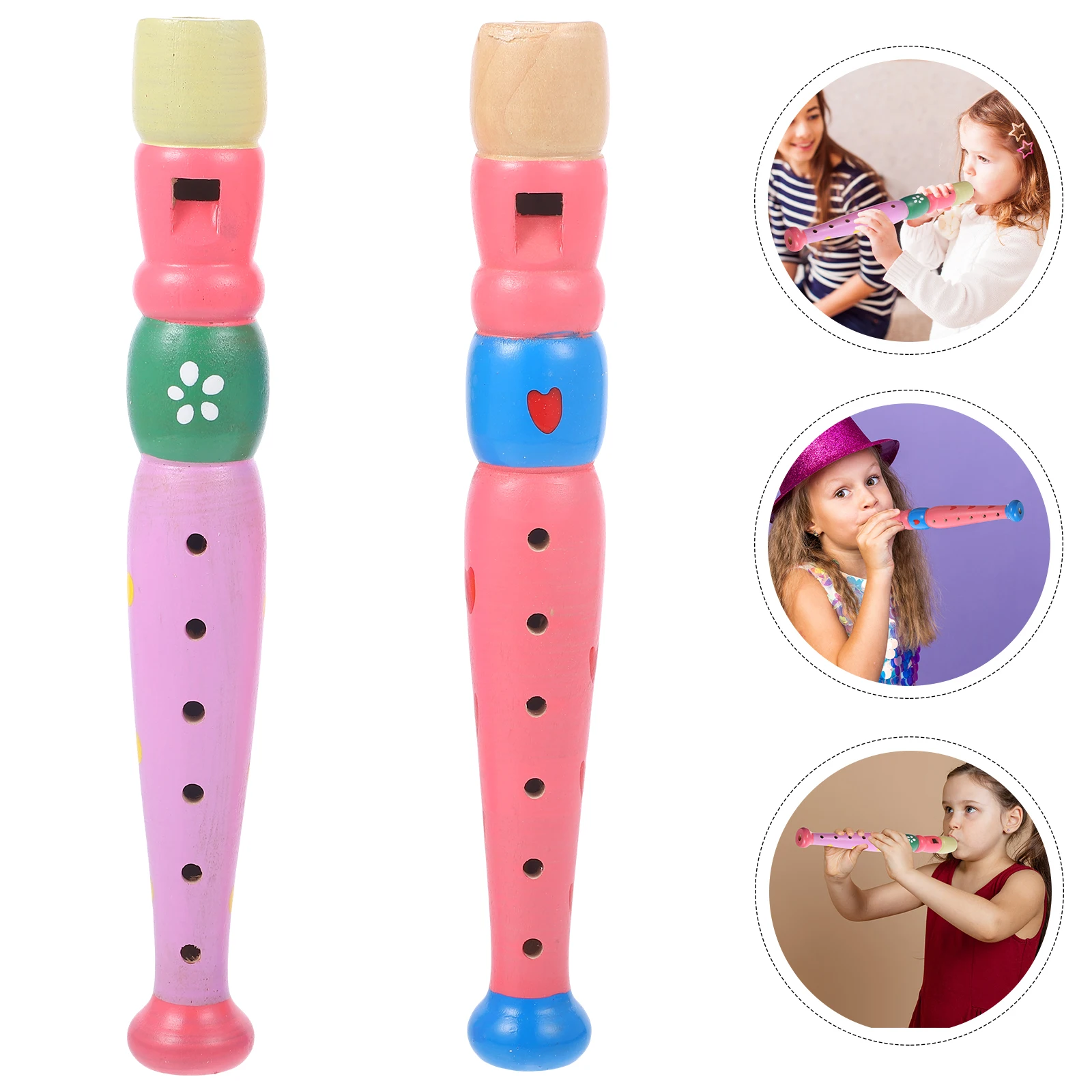 2 قطعة الناي الخشبي للأطفال الآلات الموسيقية الأطفال ضربة لعبة هدية لعيد الميلاد عيد ميلاد خفيفة الوزن الملونة الناي التدريب