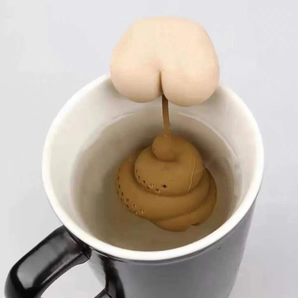 Creative Novelty Butt Tea Maker Funny Prank Gift Stool Ass Shit Spoof Silicone Poo Tea Infuser Kids Adult Stress Relief Toys