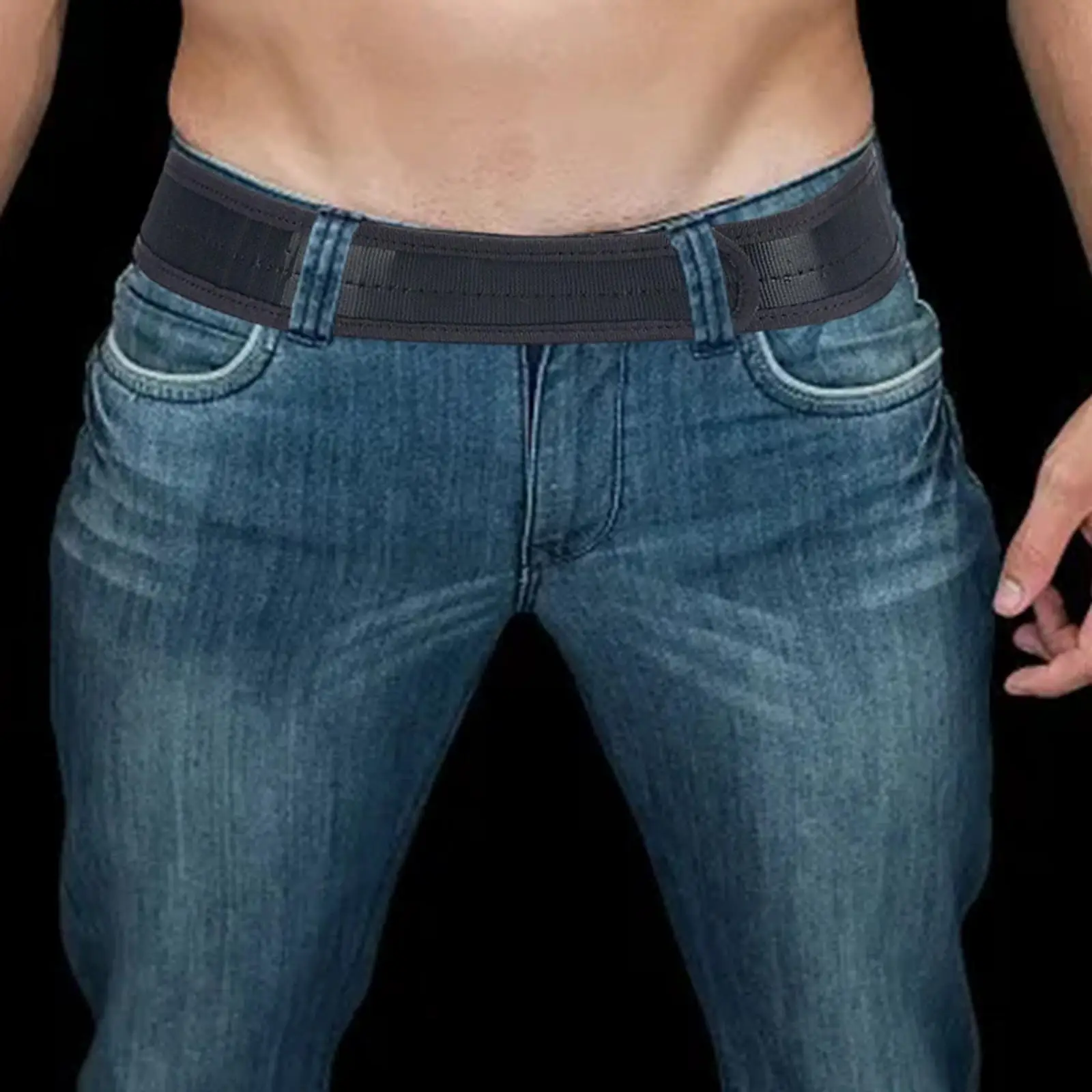 4x حزام داخلي هوك بطانة حزام داخل واجب حزام أسود، أحزمة رجالي حزام خصر نايلون حزام قابل للتعديل ملحقات حزام بدون إزالة #2