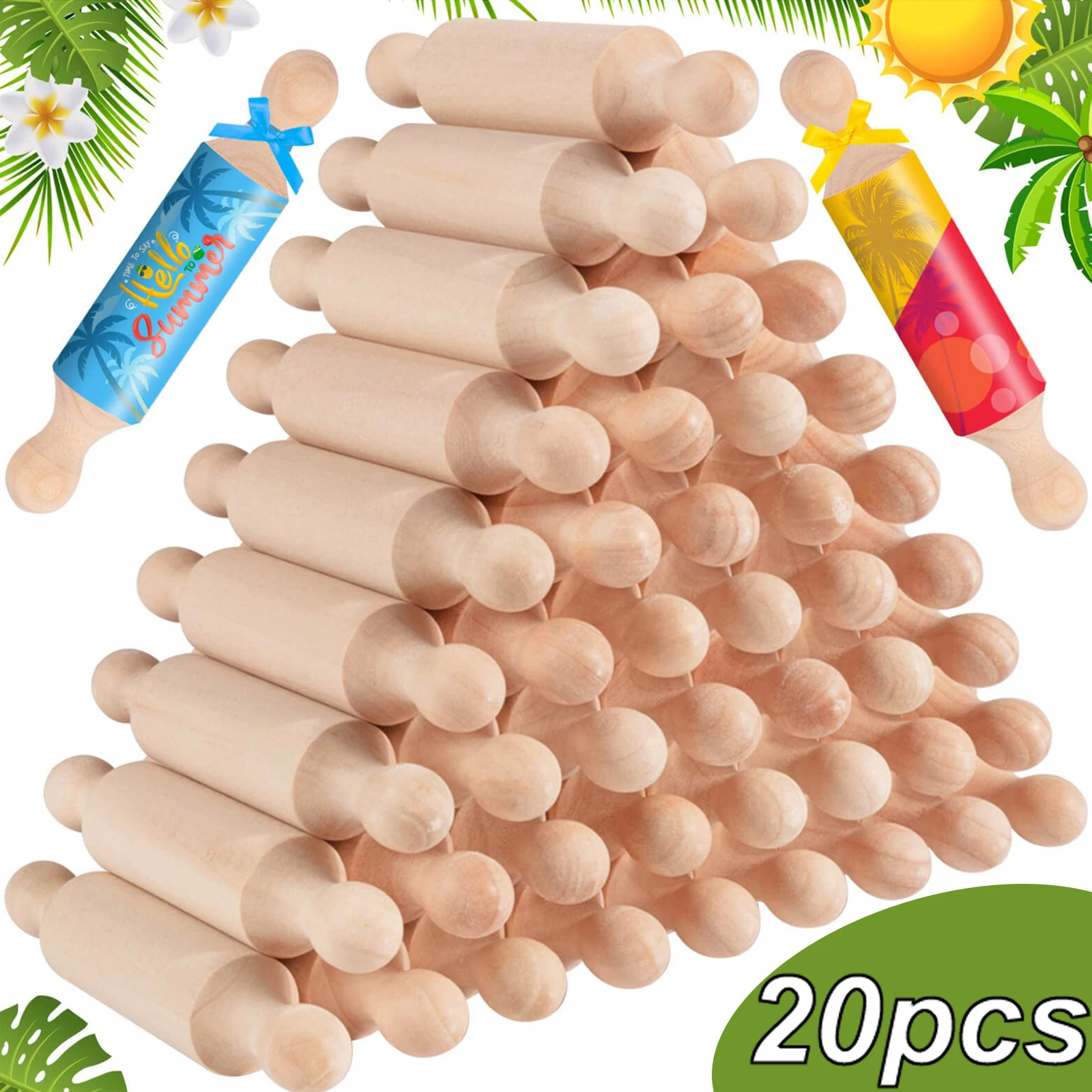 

1-20pcs Wood Mini Rolling Pin Household Dumpling Skin Baking Tools Bakery Accessories Crafts Baking Decoration Dough Roller