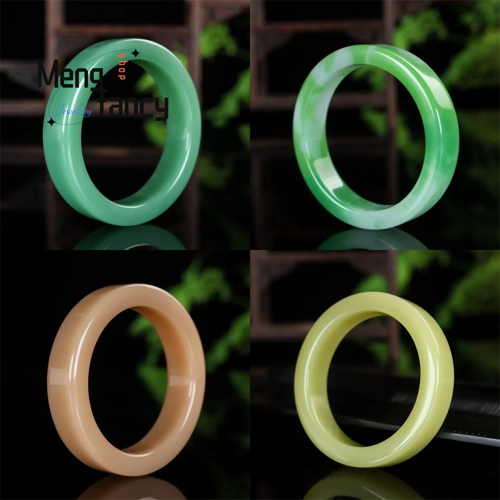 

Natural Hetian Jade Cui Qing Spinach Green Square Bar Peace Bracelet Exquisite Popular Fashion Jewelry High-grade Holiday Gifts