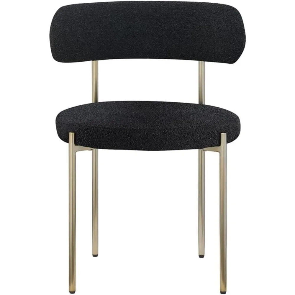 

887Black-C Коллекция маяков Modern | Современный обеденный стул с мягкой обивкой, насыщенная черная ткань букле, матовая латунь Iro