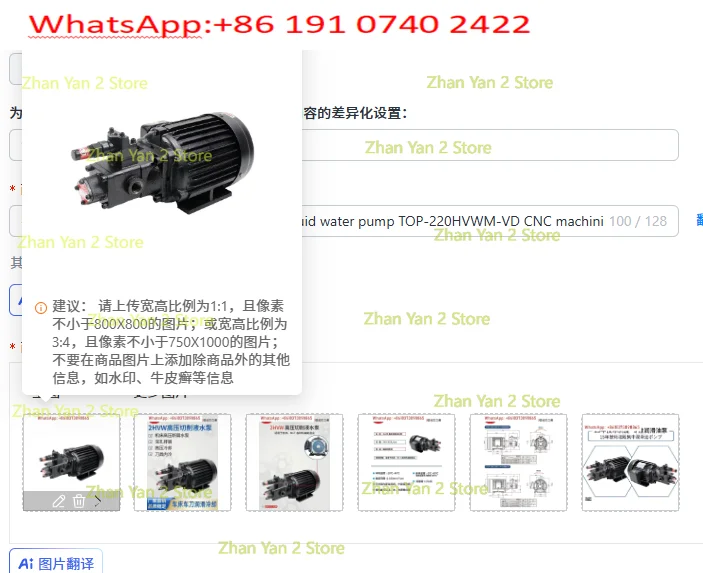 Machine tool high pressure cutting fluid water pump TOP-220HVWM-VD CNC machining center cooling pump