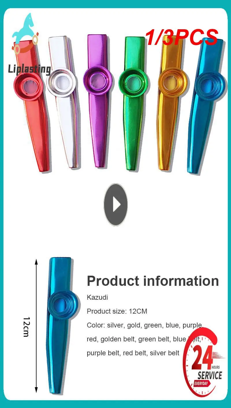 Kazoo-instrumento de percusión de Metal para niños, armónica de flauta Kazu, Orff, regalo de fiesta, 1/3 piezas, 12 colores