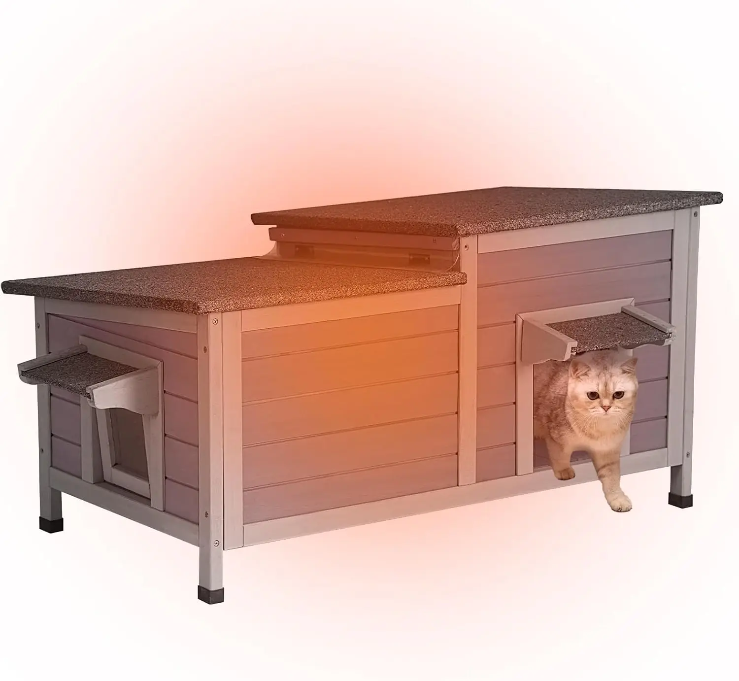 بيت القطط في الهواء الطلق الحرمية القط المأوى مانعة لتسرب الماء القط شقة لفصل الشتاء غرف مزدوجة كيتي قفص