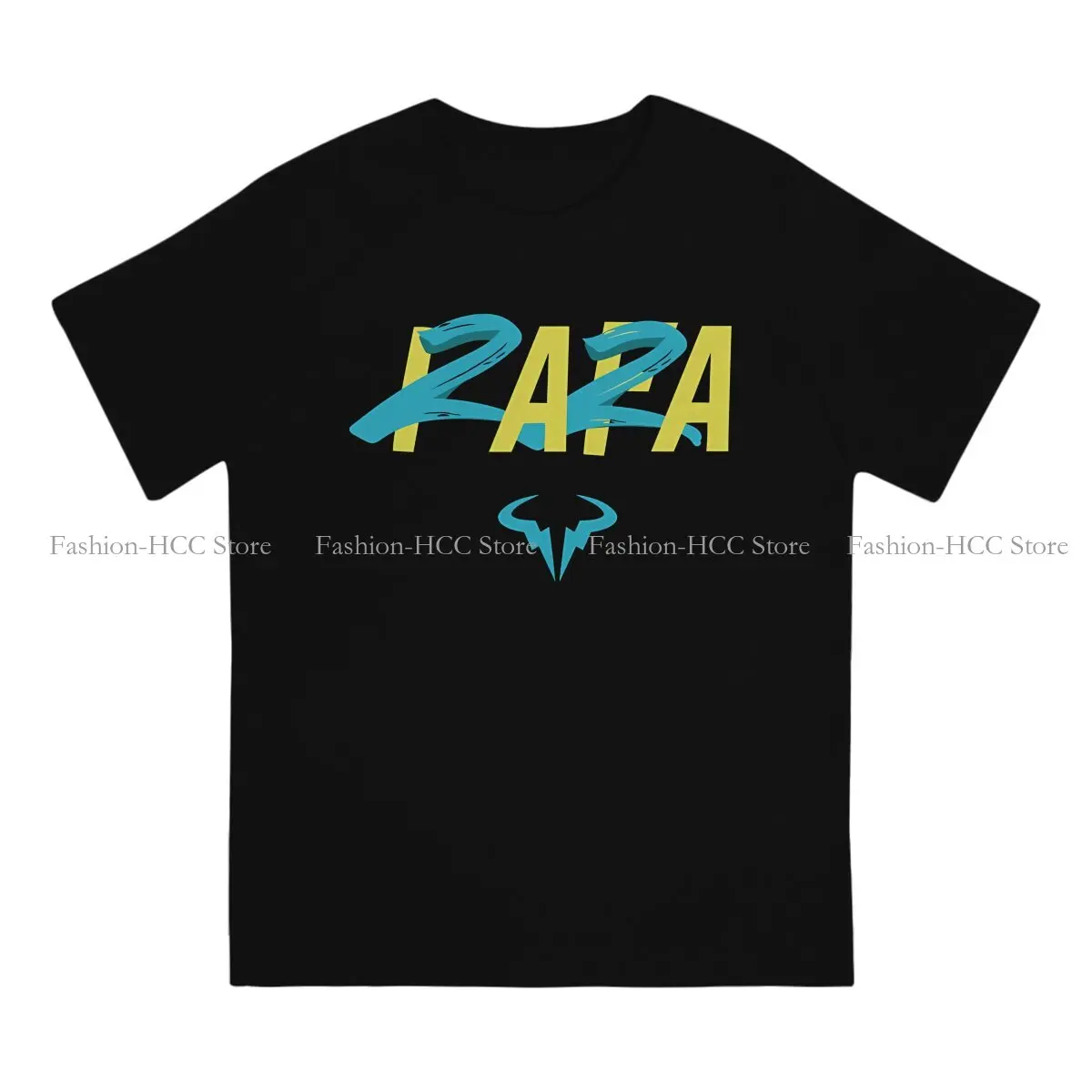 Rafa 22 Blue Yellow Round Collar TShirt Rafael Nadal Fabric Classic T Shirt Man's Tops New Design