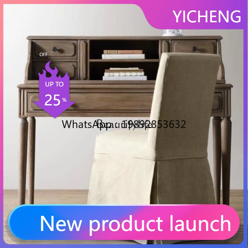 

LYY 05-*American Country All Solid Wood Mini Desk Bedroom with Drawer Storage Box Writing Desk
