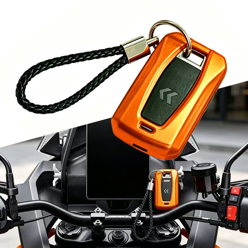 Für KTM 1390 Super Adventure 1390 SUPER DUKE 1290 ADV 2021-2026+ Motorrad-Schlüssel-Fernbedienungsabdeckung CNC-Gehäuse Kette & Schlüsselanhänger