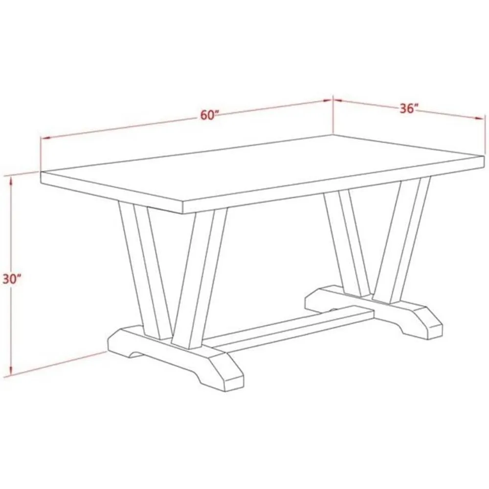 V-Style 7Piece Dinette Set Consist of A Rectangle Dining Room Table with V-Legs and 6Light Sable Linen Fabric Upholstered Chairs