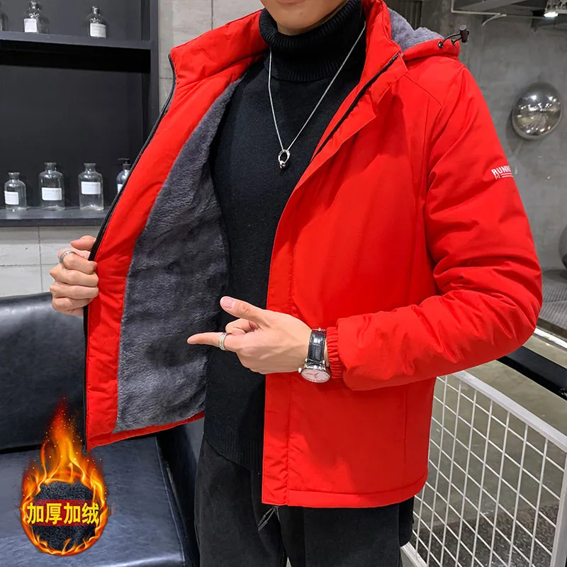 Winter New Velvet Thickened Men's Cotton-padded Jacket Can Be Taken Off The Hat Fashion Casual Cotton Jacket Top
