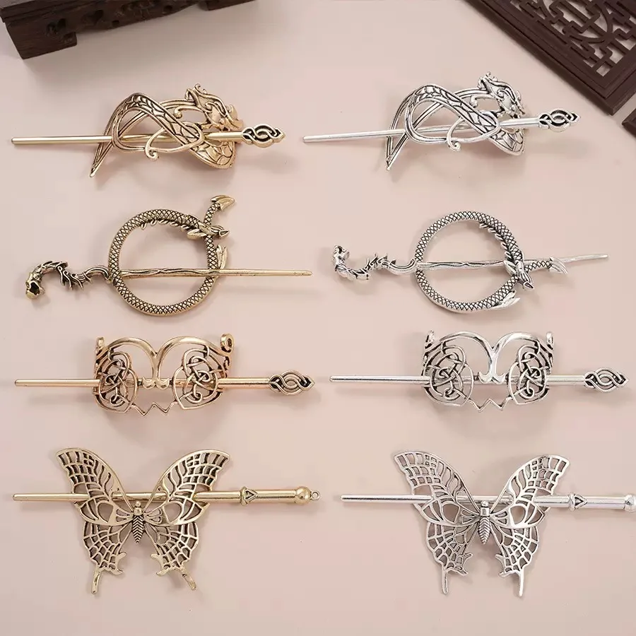 قطعة واحدة من دبوس الشعر الفايكنج، دبوس شعر على شكل تاج على شكل فراشة مجوفة على الطراز القديم، إكسسوار شعر لقناع رأس القراصنة الأوروبي والأمريكي