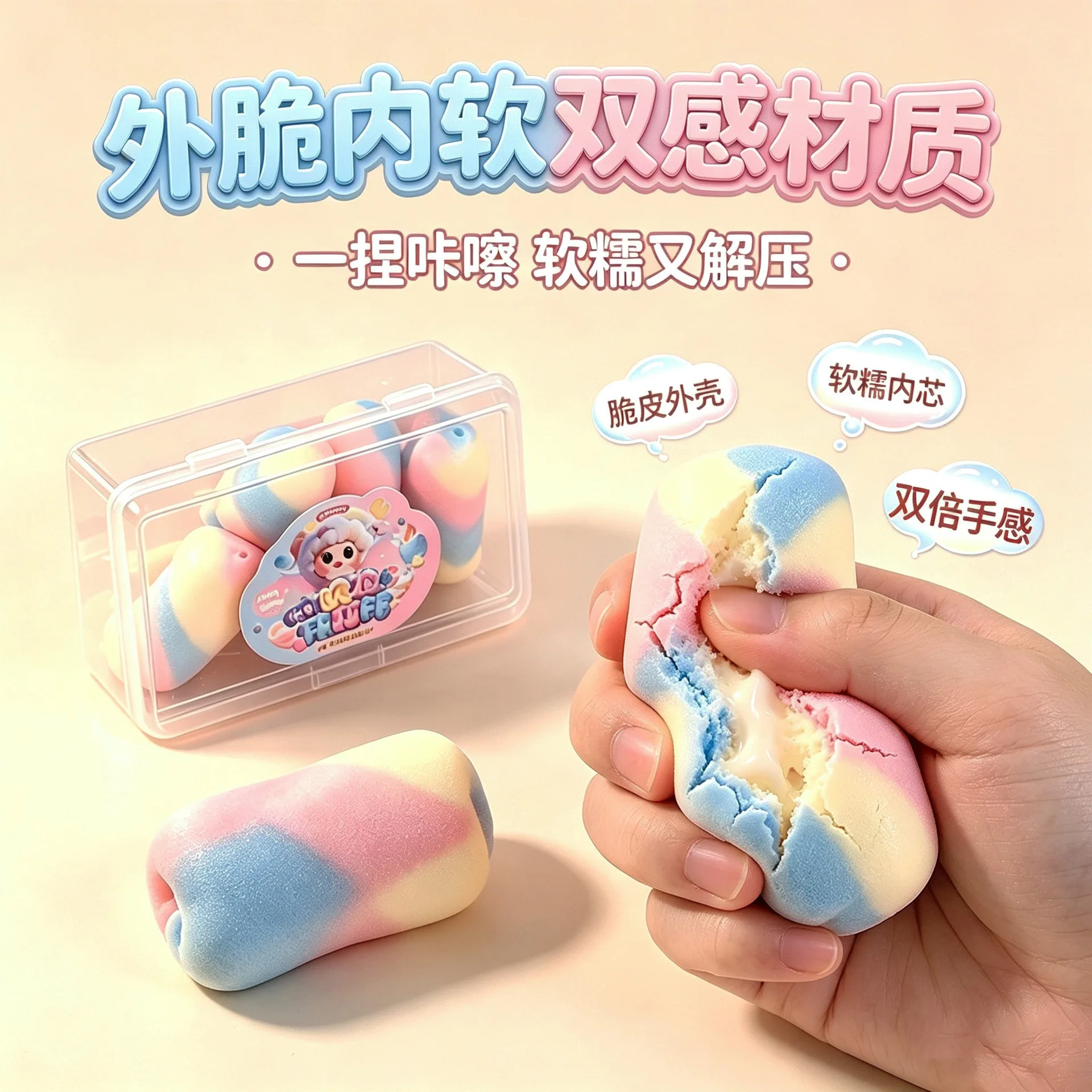 New Colorful Decompression Sensory Squeeze Toy Simulated Cotton Candy Shape Stress Relief Fidget Toy For Adults Office Gifts