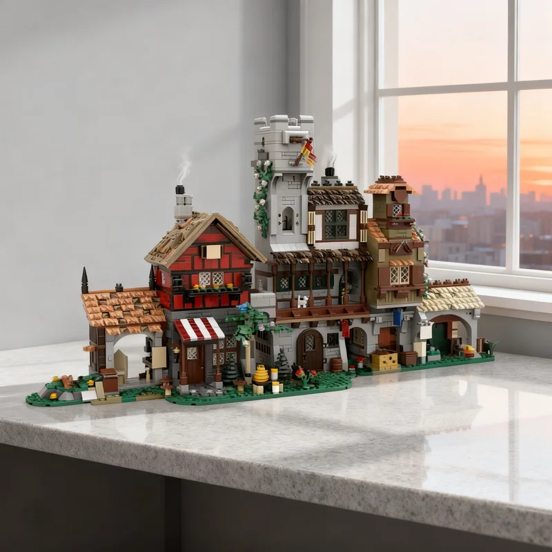 

2737pcs MOC Medieval Market Street Icons Model Building Blocks Creative Display Gift Collectible Decor Kids Premium Adult Desk