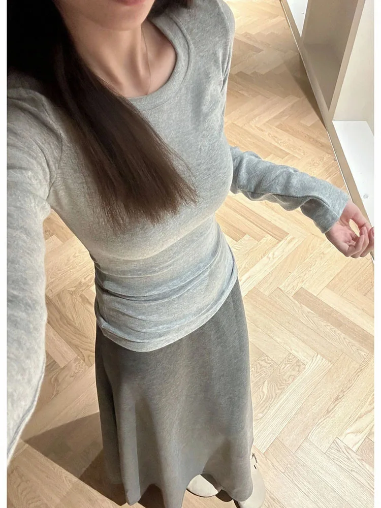 تي شيرت E round Ne Long Sve من القطن الأساسي للسيدات أوائل الخريف والشتاء للتخسيس من القطن الخالص قاعدة irt ملابس داخلية oul... #4