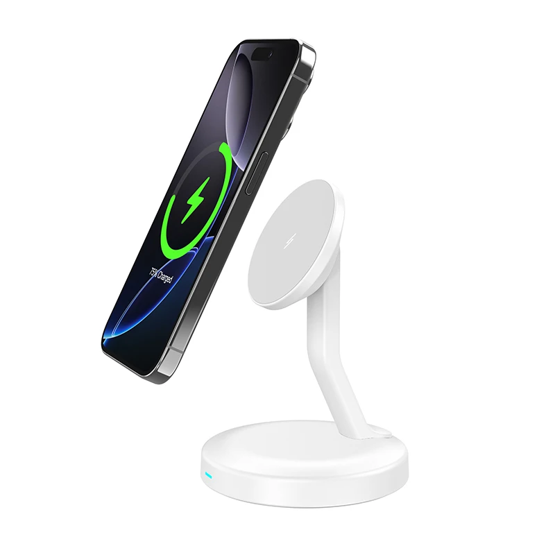 15W Fast Charging Magnetic Wireless Charger Stand 5V/1A Output OVP Protection 9V/2A Option Available for Branding