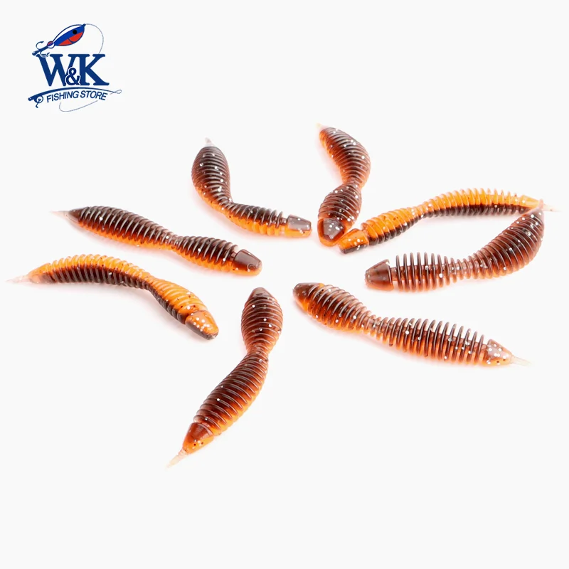 5cm TPR Worm Bait for Drop Shot Rig Soft Lure TPE Fishing Lures 2inch 20pcs/PK  Perch Bass Fishing Tackle Spiker Soft Bait