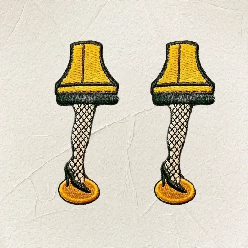 2 Stück Weihnachts geschichte Bein Lampe gestickt Patch Eisen auf aufnähen Patches für Kleidung Kappe Jacken Weihnachten DIY Geschenk Abzeichen