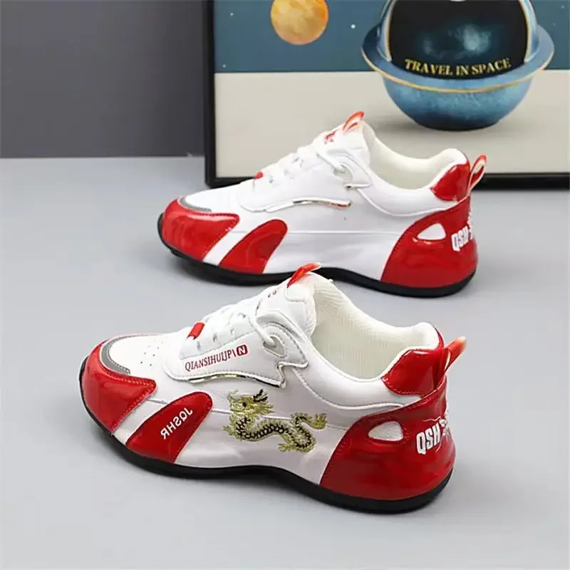 Buy one size larger 2024 dragon Spring New Men's and Women's Running Sport Shoes Versatile Soft Sole Trendy White Shoes sneakers